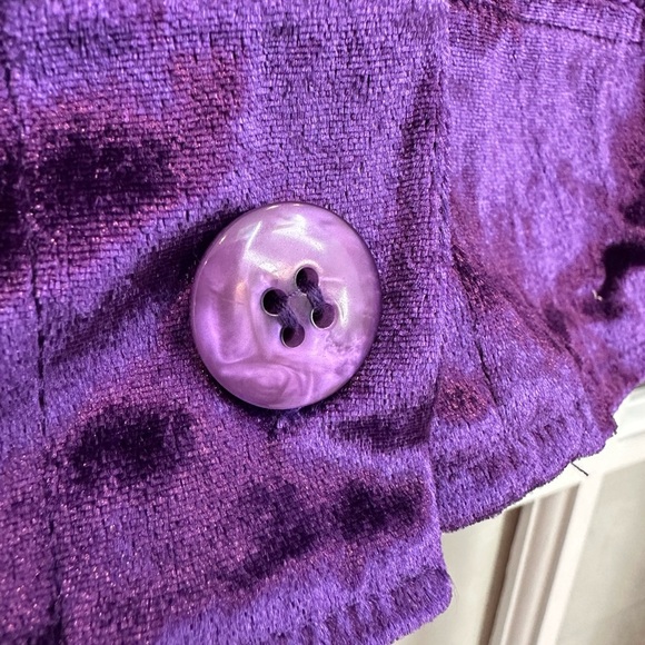 Robert Louis Designer Silk Sasha Purple Velvet Button Up Blouse Size Small S NWT - Picture 3 of 11